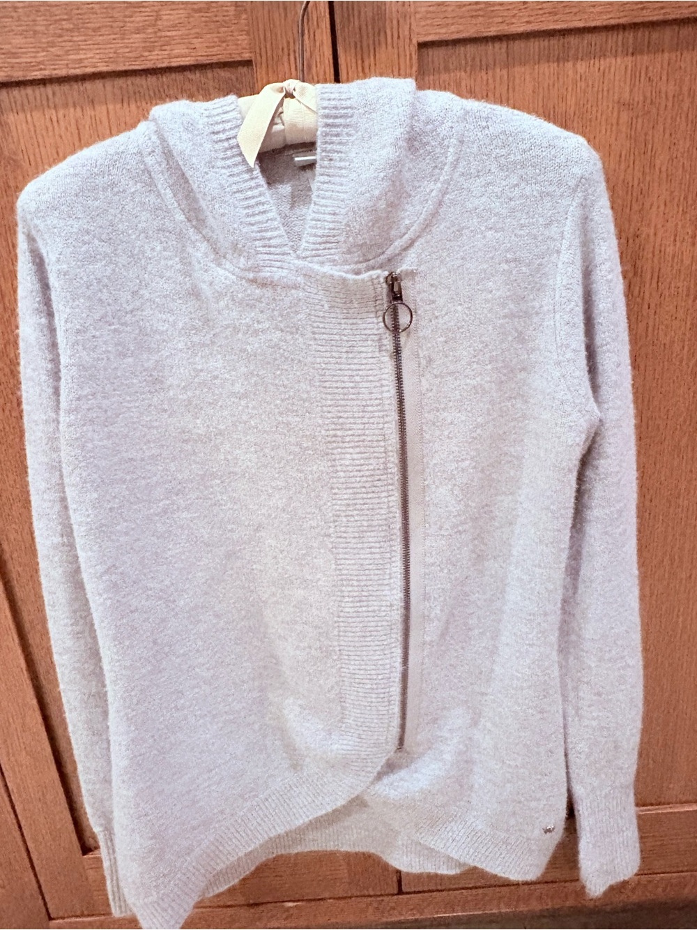 Bench Grey Zip Hoodie Sweater Asymmetrical hem & zipper. Cardigan Size Large